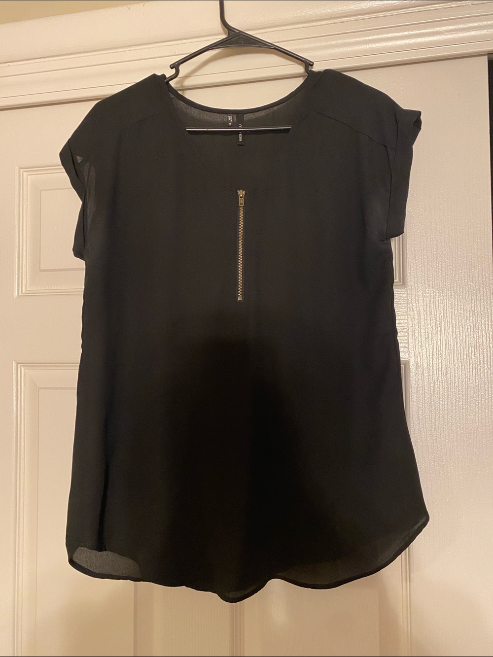 Black Zipper-Front Women's Blouse - maurices